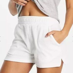 Pull&Bear towel shorts in white